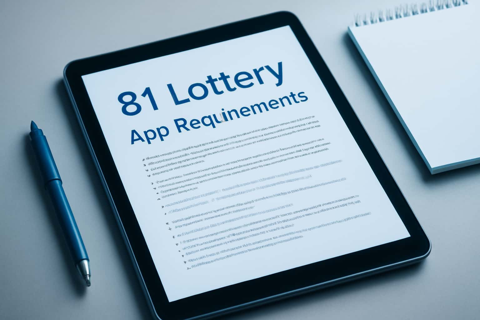 Information scene showcasing 81 Lottery App Requirements.