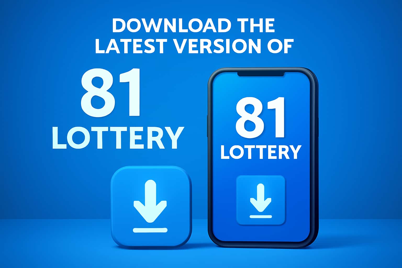 A digital representation of the 81 Lottery download process, featuring the app's name visually.