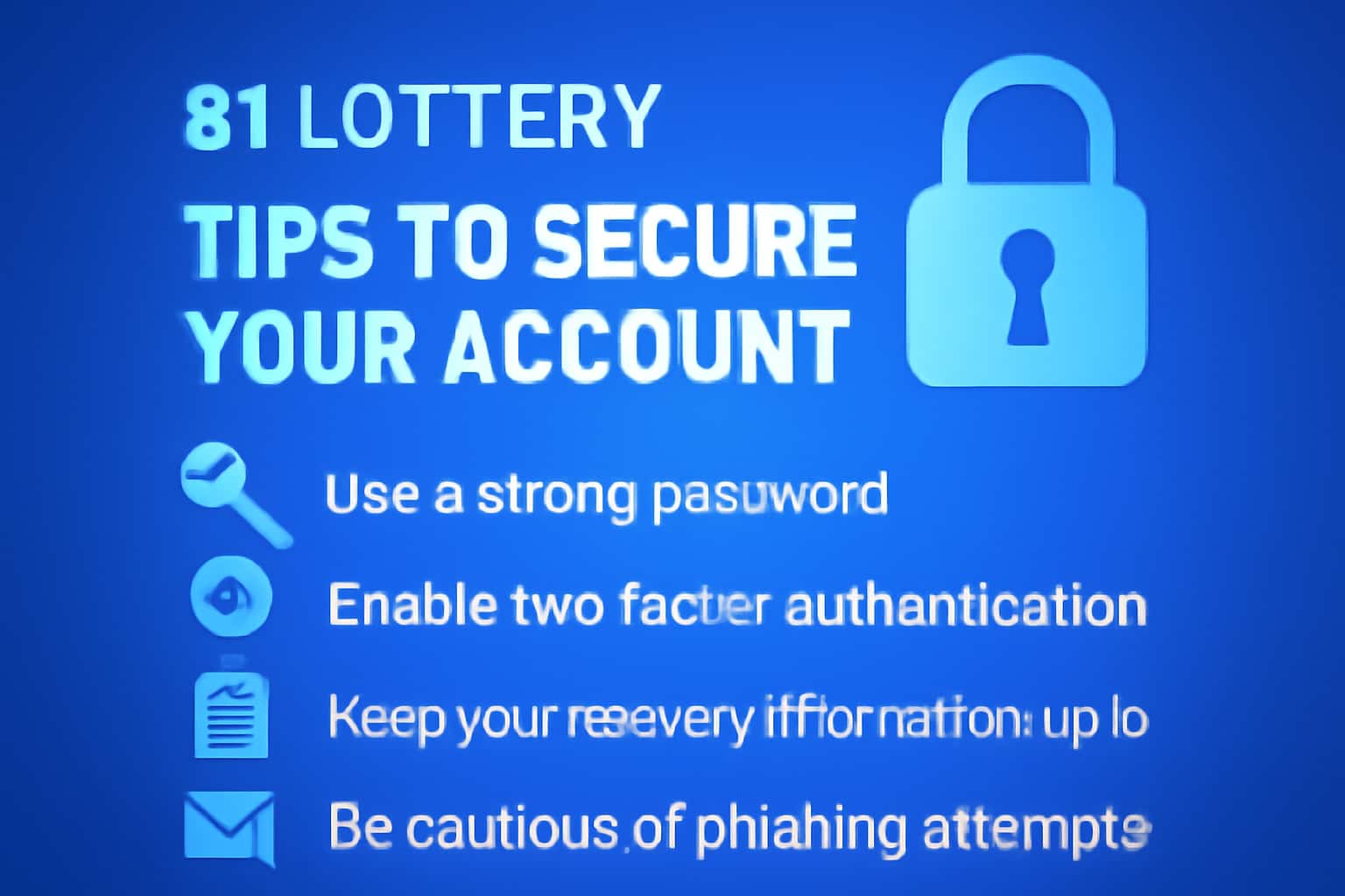 An informative graphic illustrating security tips for the 81 Lottery account.