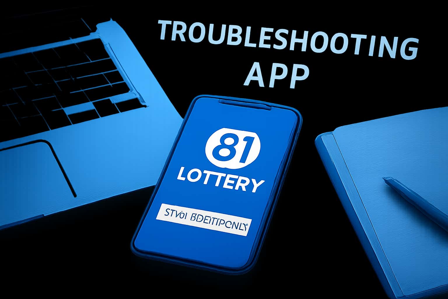 A visually appealing graphic illustrating troubleshooting steps for the 81 Lottery App.
