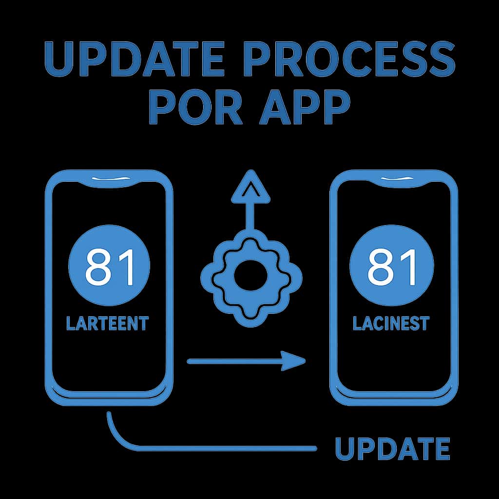 Diagram detailing the steps in the update process for the 81 Lottery App.
